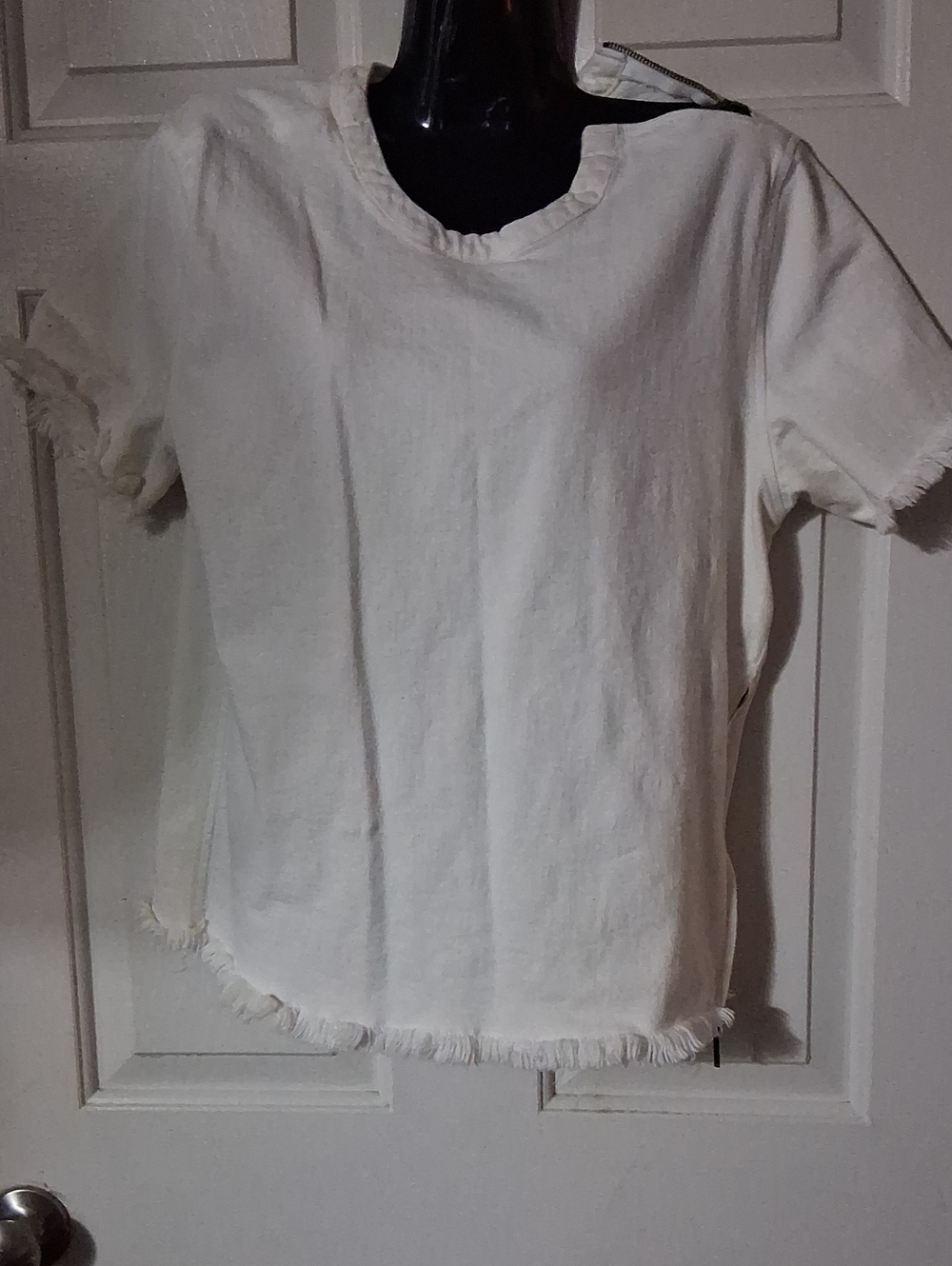 Kenneth Cole Kids White Short Sleeve Frayed Hem Top